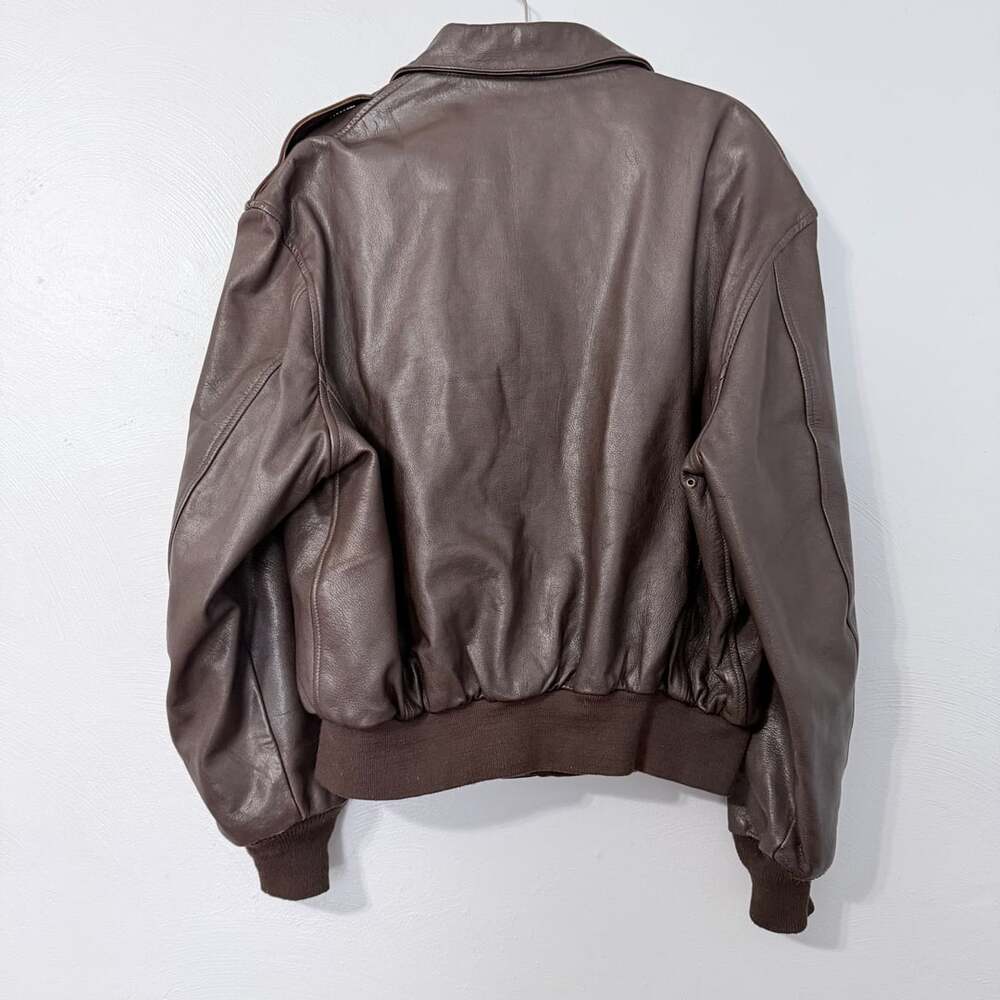 Rare large size 48R Vtg Cooper Type A-2 Flight Jacket Brown Leather WWII Commemo - Picture 2 of 15